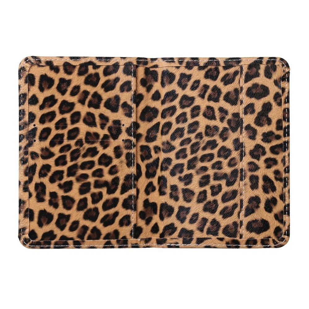 Vegan Leather Leopard Passport Cover Holder Case - Picture 4 of 8